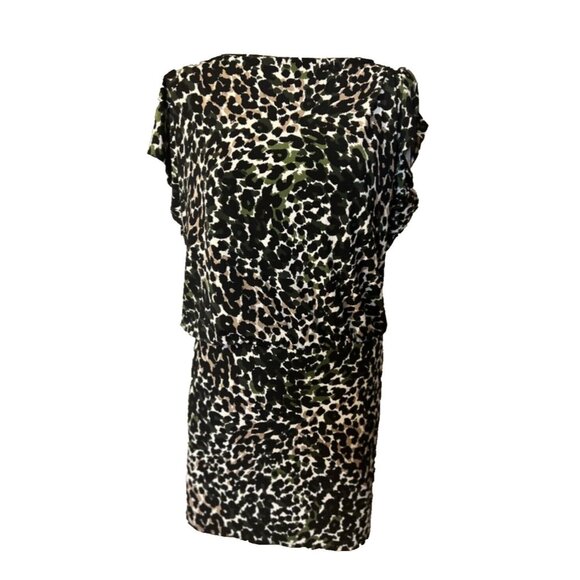 COPY - Laundry Dress 6 Small Green Black Cream Pullover Stretch Career Church - Picture 1 of 5